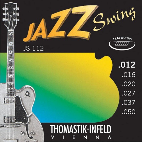 Thomastik Jazz Swing Series Guitar 6 String Pure Nickel Flat Wounds E, B, G, D, A, E Set (JS112) - Natural