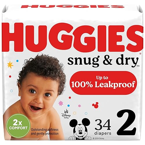 Huggies Size 2 Diapers, Snug & Dry Baby Diapers, Size 2 (12-18 lbs), 34 Count, Packaging May Vary - Size 2 - 34