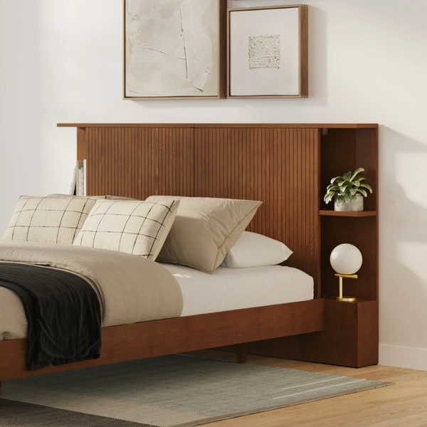 Kouva Queen Storage Headboard - Smoked Oak