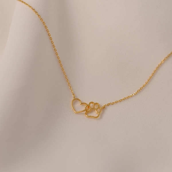 Personalized Heart & Paw Print Necklace • Cute Delicate Keepsake for Pet Lovers • Perfect Gift for Dog Cat Owners • Remembrance Jewelry