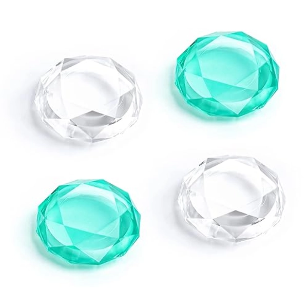 DLseego Diamond 3D Thumb Grips Caps Design for Switch & Switch Lite & Switch OLED Joy Con Crystal Clear Console Joystick Cover 4PCS - Clear and Green