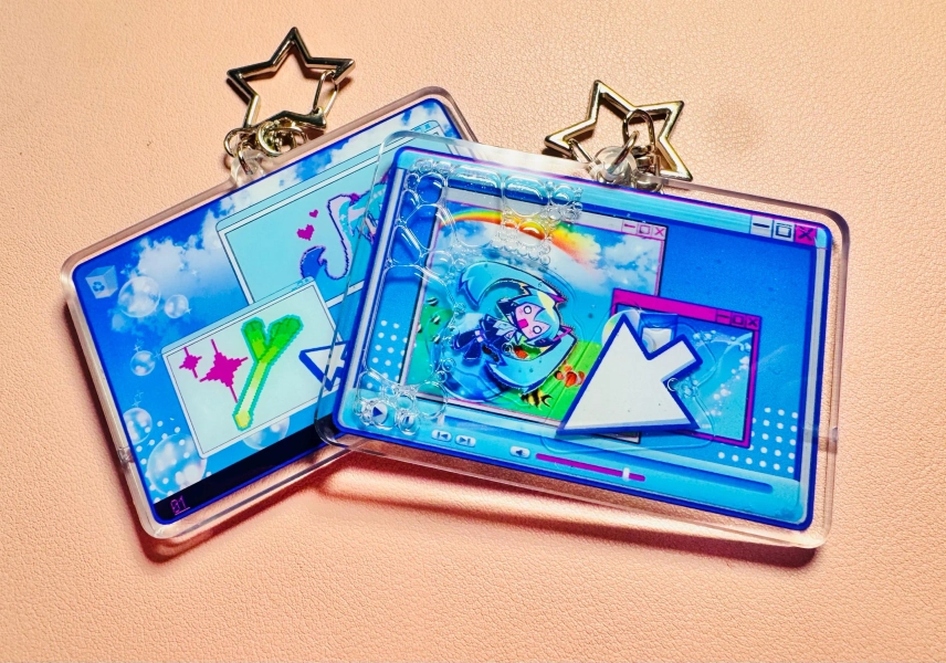 Hatsune Miku Frutiger Aero Liquid Keychain