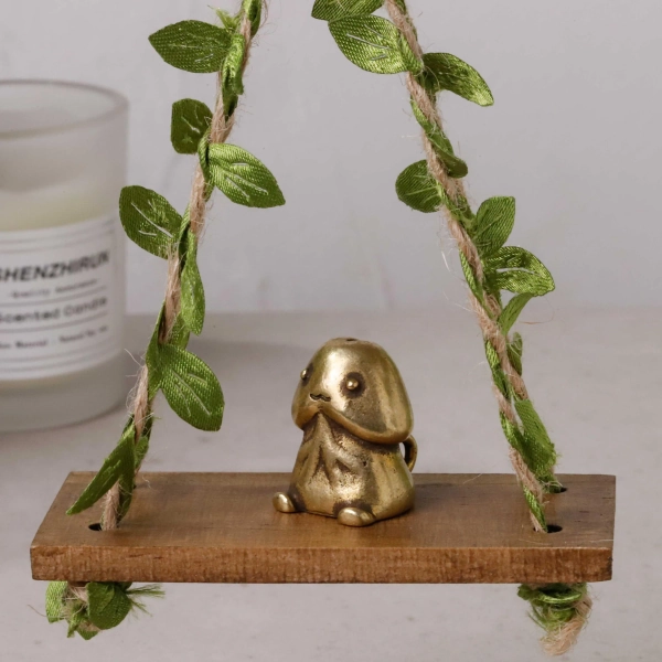 fun cute mini swing set + brass mushroom head figurine | desktop decoration | stress relief gift | home decoration