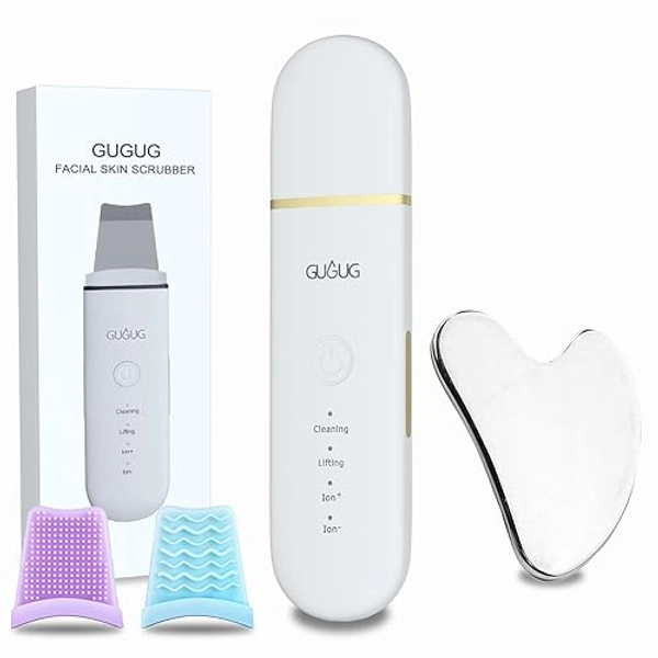 GUGUG Skin Scrubber Face Spatula & Stainless Steel Gua Sha Facial Tools Set, Blackhead Remover Face Scraper Massage Tool