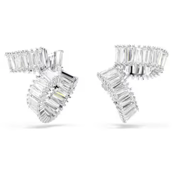 Ariana Grande x Swarovski ear cuffs, Baguette cut, White, Rhodium plated