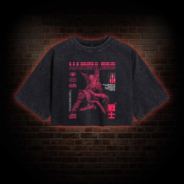Maidenless Warrior Washed Cropped T-shirts