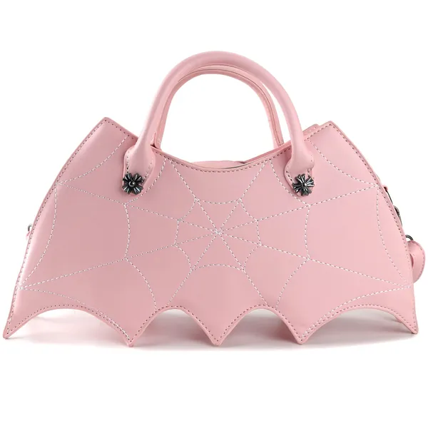 Ondeam Bat wing Shoulder bag,PU Spider Web Crossbody Handbag for Women - A-pink