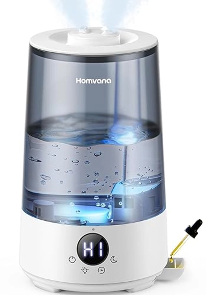 Homvana Humidificateur d'Air 3.6 L Cool Mist Top-Fill, 16dB Silencieux (SilentSpray), 34H Durable Humidificateu Chambre, Plante, BPA Free Avec Plusieur Modes d'humidité, 7 Color Light, Diffuseur