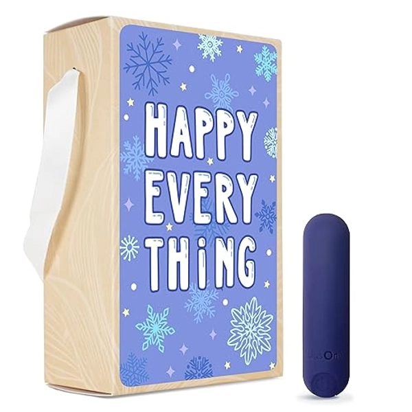 plusOne Bullet Vibrator for Women - Mini Vibrator Made of Body-Safe Silicone, Fully Waterproof, USB Rechargeable - Holiday Giftbox 'Happy Everything Snowflake'