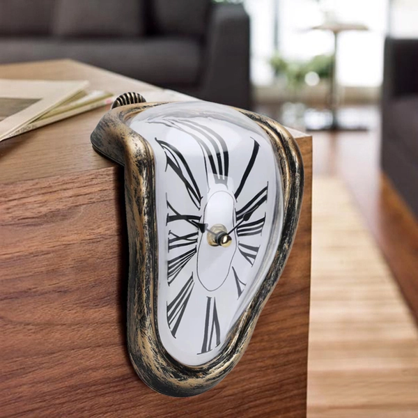 Surreal Melt-Twist Roman Numeral Wall Clock - Twisted Surrealist Style Decorative Craft Clock