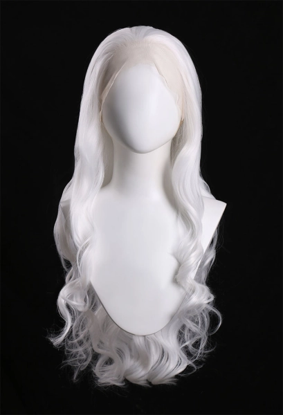 Fortnite Black Cat Cosplay Lace Wig White Big Wave Wig