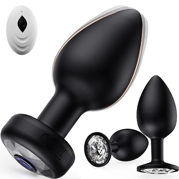 Anal Plug Vibrating Butt Plug, 3PCS Silicone Adult Sex Toys Anal Plugs, Anal Vibrator with Remote Control 10 Vibrating Anal Plug for Men Women, Anal Toy Prostate Massager Adult Sex Toy & Games