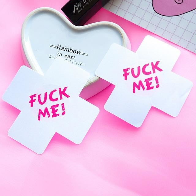 Naughty Nipple Covers - White/Hot Pink Fuck Me