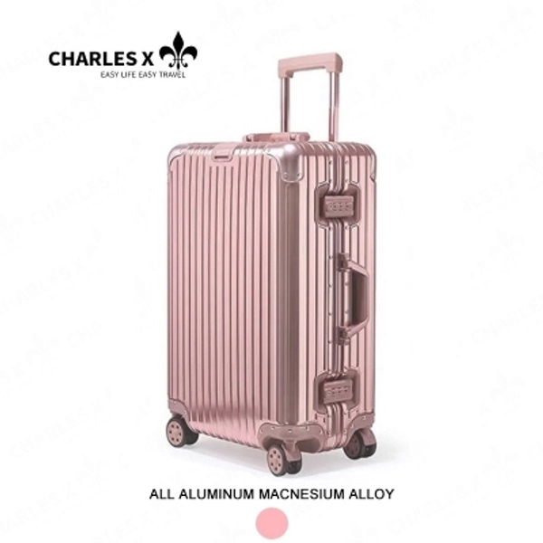 CHARLES X All magnesium aluminum alloy luggage, Suitcase Anti-collision Suitcase with hooks, large capacity  luggage