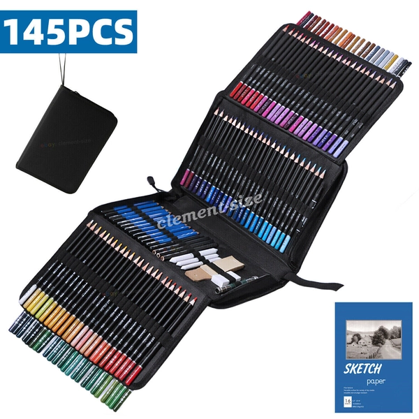 145PCS Professional Artist Pencils Set Drawing Sketching Colouring Art Kit Adult