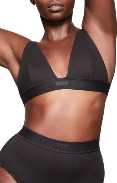 Stretch Cotton Rib Plunge Bralette