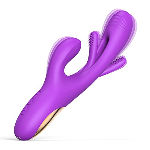 Flapping Vibrator Dildo for Women: G Spot Rabbit Vibrator with 7 Vibration 7 Flapping Modes, Waterproof Clitoralis Vibrator for Clit Nipple Anal Stimulation, Rechargeable Adult Sex Toys for Women - Purple