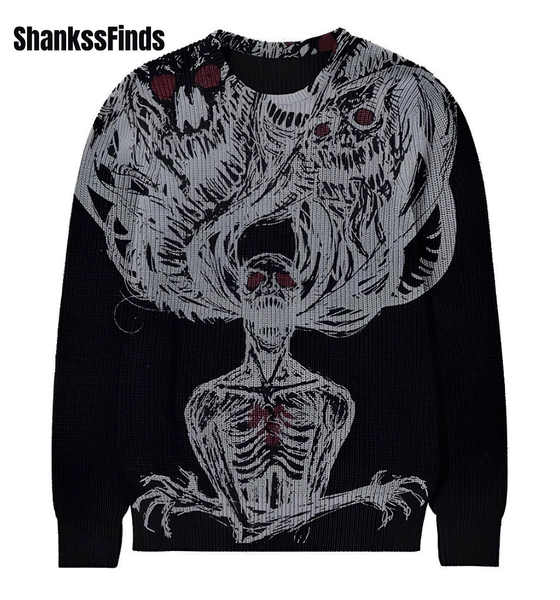 New Knitted Sweater Men&#39;s Hip-hop Street Gothic Wool Retro Pullover Sweater Women&#39;s Y2K Harajuku Punk Style Spring Sweater