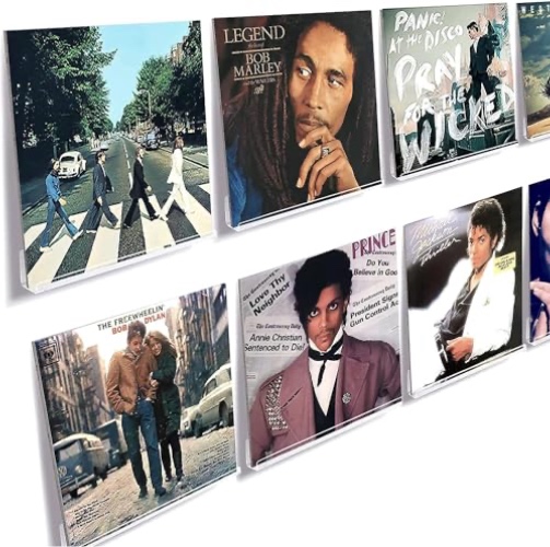 IVODEELA Étagère murale pour disque vinyle 4 pièces,support mural vinyle en acrylique transparent, étagères flottantes en vinyle, présentoir de stockage de disques pour le stockage LP - Transparent - 4pcs