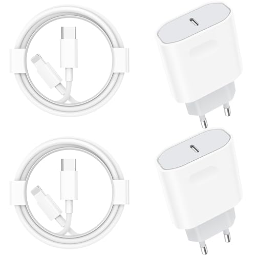 Chargeur Rapide for iPhone 14/14 Pro /14 Pro Max /14 Plus /13 12 11 SE Mini X XS XR, 20W 4-Pack USB C Adaptateur et 2M Cable Secteur Mural Type C Alimentation Prise Wsehnga