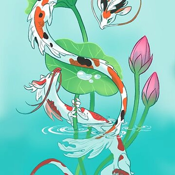 "Koi Dragon Companion" Zipped Hoodie