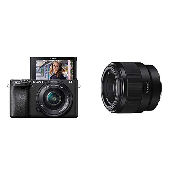 Sony Alpha ILCE-6400 Appareil Photo Numérique Hybride 4K Autofocus Ultra-Rapide Type E capteur APS-C Objectif 16-50 mm & SEL 50-F18F Objectif 50 mm Ouverture F1.8 pour Monture E Sony