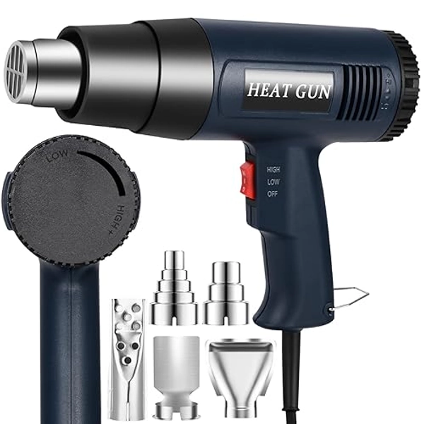 SinLaw Décapeur Thermique Professionnel 2500W, Pistolet à Air Chaud 50℃~650℃ Température Variable en Continu, 2 Débit D'air,Protection de Surcharge,5 Buses,Pour Décongeler, Souder