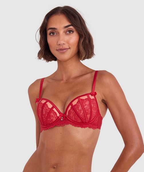 💖 Bethany Push Up Bra - Red 8B 💖