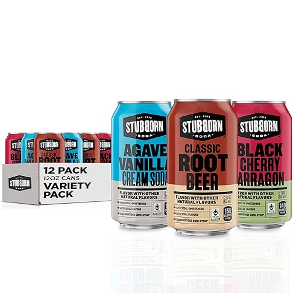STUBBORN SODA, 3 Flavor Variety Pack, 12oz Cans (12 Pack)