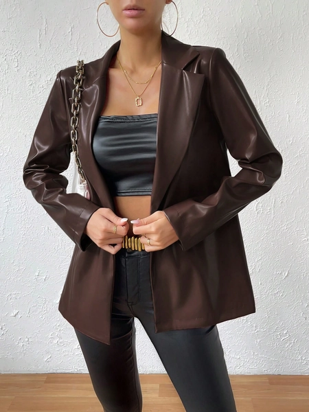SHEIN Essnce Chaqueta Tipo Blazer Con Cuello De Solapa Y Esquinas Afiladas