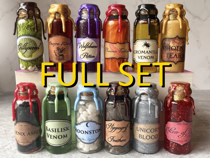 FULL SET MINI Magical Potions | Magical Apothecary Potion Bottle | Witch and Wizard Potion | Halloween Decoration Potions