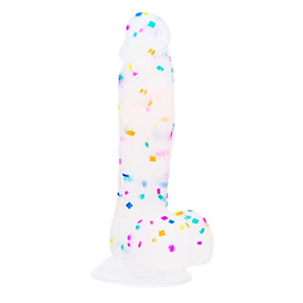 Realistic Clear Dildo for Beginners, 7.6 Inch Silicone Thick Dildo with Strong Suction Cup for Vagina & Anal Play, Adult Sex Toy for Women Masturbation
