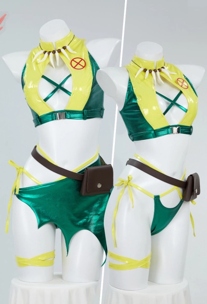 Rogue Derivative Sexy Lingerie Set Hollow Out Top and Irregular Skirt with Panty Hairband