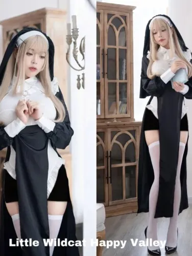 Nun Cosplay  Dress  Role play Outfit Adult Sisters Dress Black
