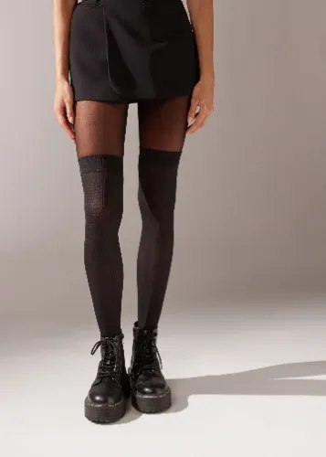 Mock over the Knee Ribbed Tights