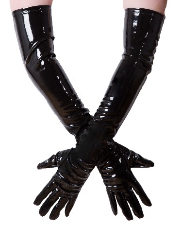 Black PVC Long Gloves | Black 