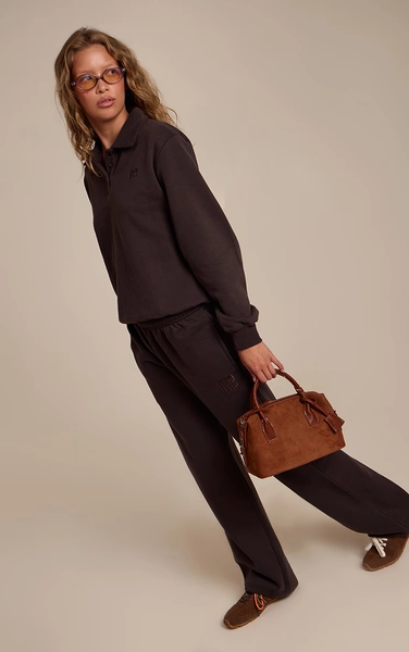 Chocolate Prettylittlething Straight Leg Sweatpants