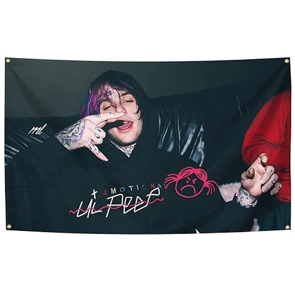 GLoGi Rap Singer Music Poster Lil Singer Peep Tapestry 3X5 Feet Home Decoration Tapestry Bedroom, Living Room, University Dormitory Decoration Available for Indoor and Outdoor Use