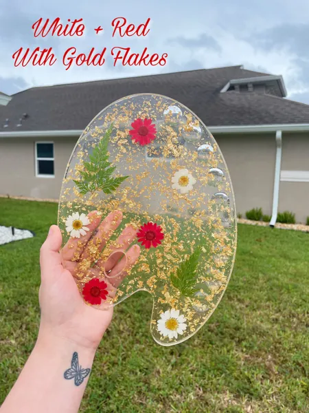 Paint Palette,Pressed Flowers,Resin Flower Painters Palette, Creative Artist Gift, Art Lovers Tool, Customizable Paint Palette, Gift For Her