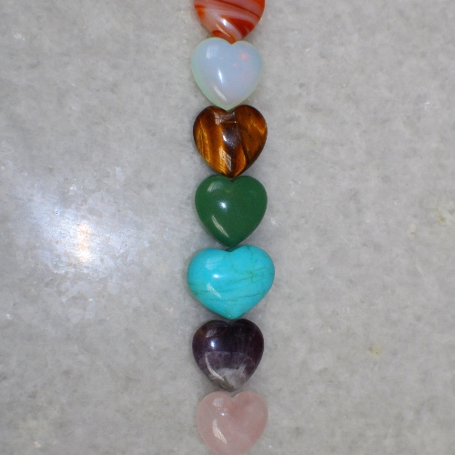 7 Healing Chakra Crystal Hearts - Set of 7