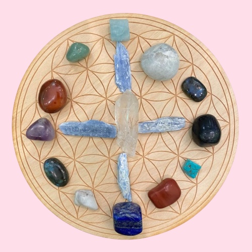 Meditation Crystal Grid Kit with Crown Chakra Candle - Grid Set