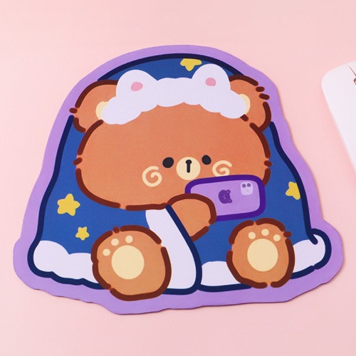 Happy Bear Small Mouse Pads - Camera Bear