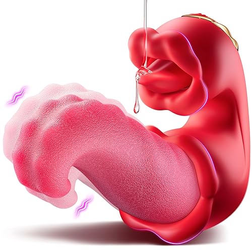 Vibrator Adult Sex Toys for Women - 4 in 1 Tongue Thrusting Vibrators Dildo Rose Sex Toys with 10 Licking Clitoral & 10 Vibration Mode, Sucking Clit Stimulator Pleasure Tools for Female Couples Games