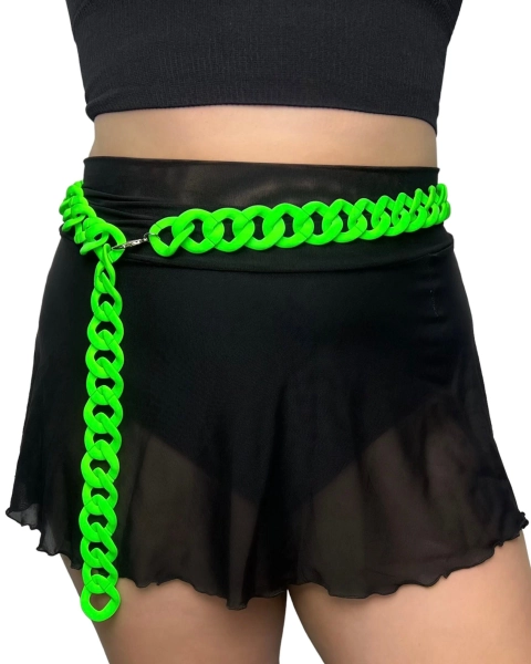 Curb Chain Belts | Rave Belt - Rave Jewelry - Chain Belt - Rave Wear - Kandi Kid - UV-Chain Belt - Adjustable Belt