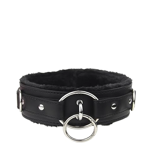 Leather choker Collar with Lock Adjustable Size for women