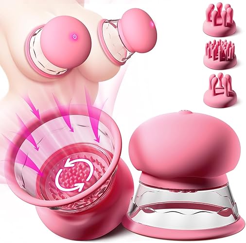 Sex Toys Sucking Nipple Toys - Nipple Vibrator Women Sex Toy Manual Sucking with 10 Powerful Rotation Modes 3 Brush Heads Stimulator Massager, Rechargeable Adult Toys for Women Couples Pleasure Rose