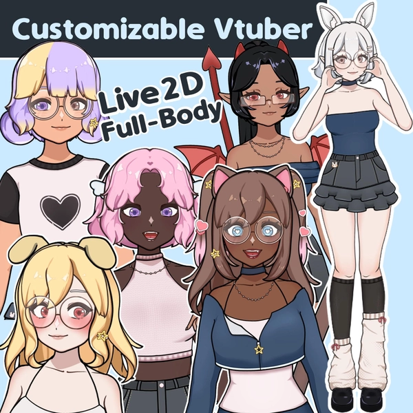 Customizable Live2D Model / Avatar | Vtuber | Premade | Ready to Use | Cute