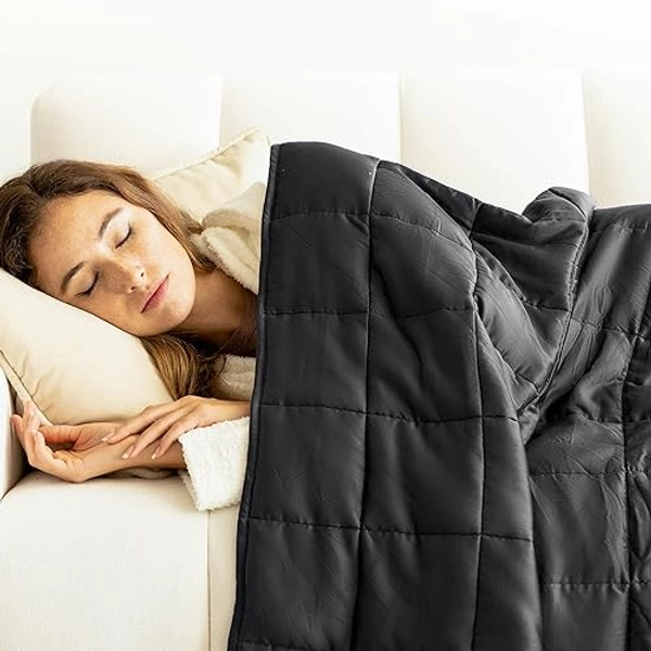 Luna Luxe Cotton Weighted Blankets for Adults - Oeko-Tex Cotton Weighted Blanket Soft Fall Travel Blanket - Queen | 60" x 80" | 15 lbs - Black