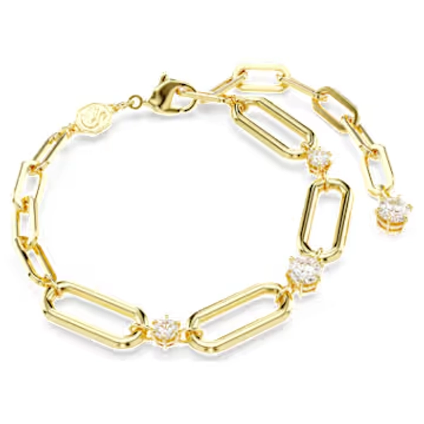 Constella bracelet, White, Gold-tone plated