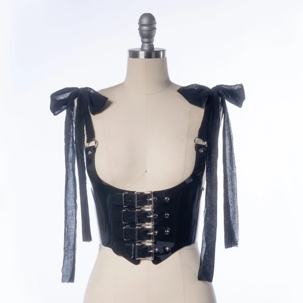 Antoinette Buckle Harness Bodice - Black Pvc Corset, 90s Goth, Rococo Inspired Stays, Bustier, Black Vegan Leather, Romantic Gothic Top